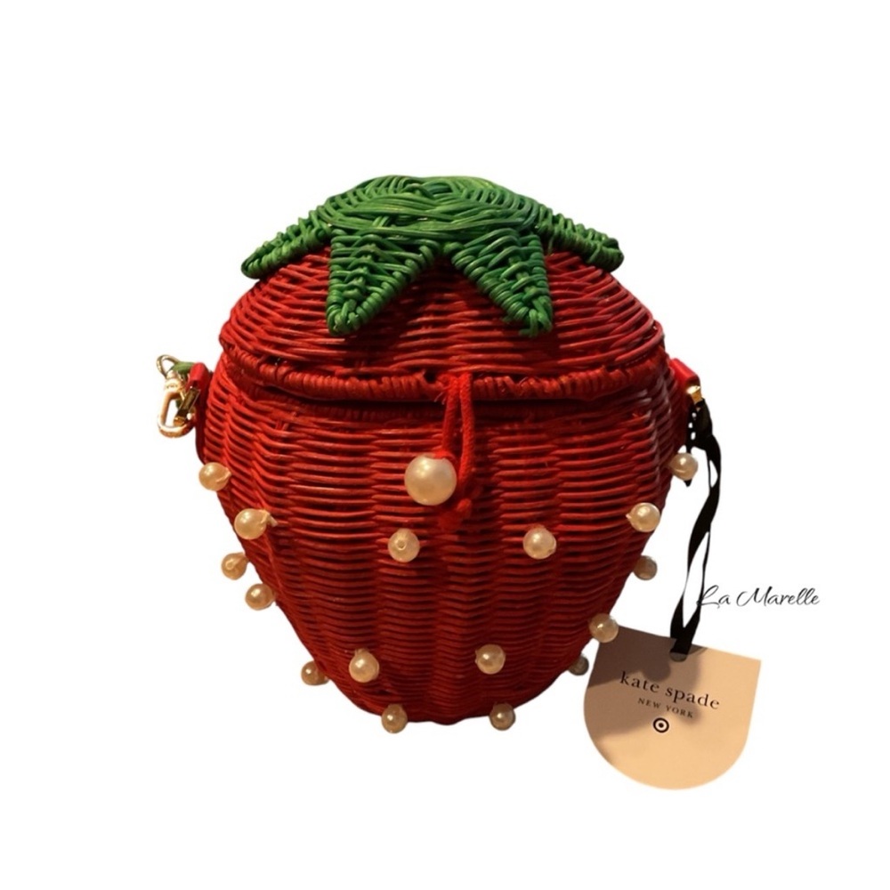 🍓♠️ Pearl-Embellished Strawberry Basket Bucket Bag Kate Spade New York x Target - Picture 6 of 10